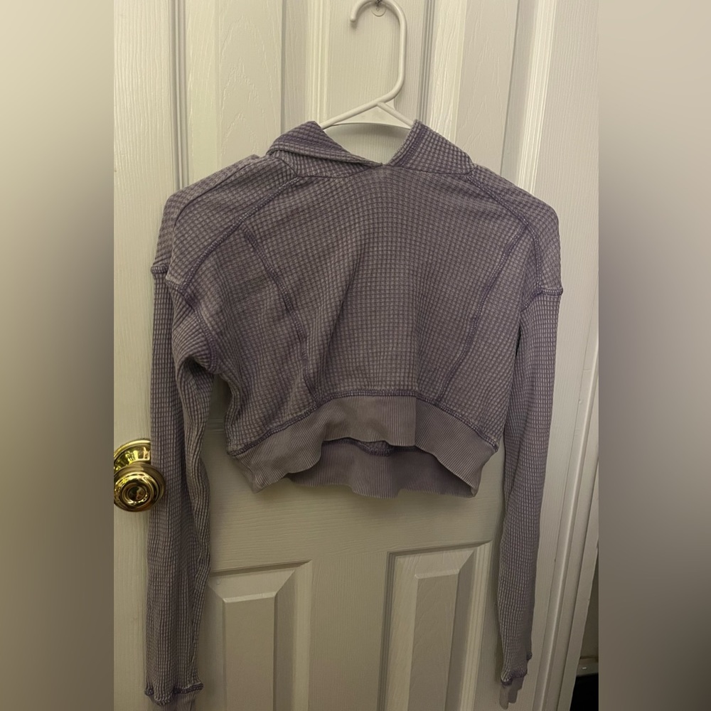 Purple Cropped Workout Hoodie